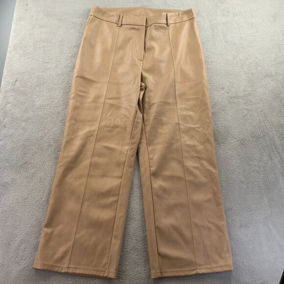 7 For All Mankind Womens Pants Large Faux Leather Wide-Leg Trousers Tan Preppy - Picture 12 of 12